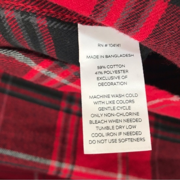ALPINE DESIGN Red Black Plaid Button Up Flannel Shirt XL - Picture 8 of 9